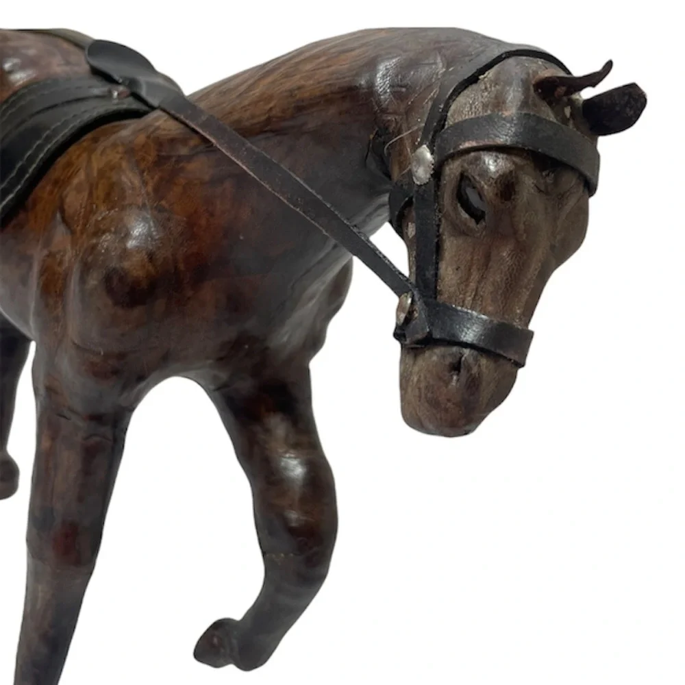 Antique Horse Vintage Leather Art Sculpture Collectible Ranch Farm Office Decor